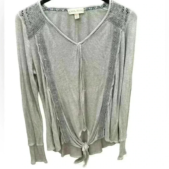 Knox Rose Thermal Lace Boho Long Sleeve Shirt Top. Size Medium - Picture 2 of 7